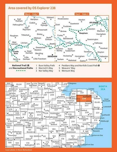 OS Explorer Map 238 - Dereham and Aylsham - overview