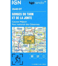 2640 OT - Gorge du Tarn and Gorge du Jonte Walking Map - overview