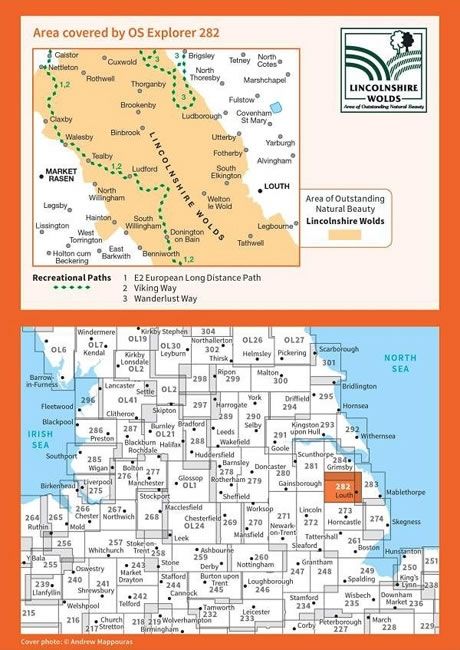 OS Explorer Map 282 - Lincolnshire Wolds North - overview