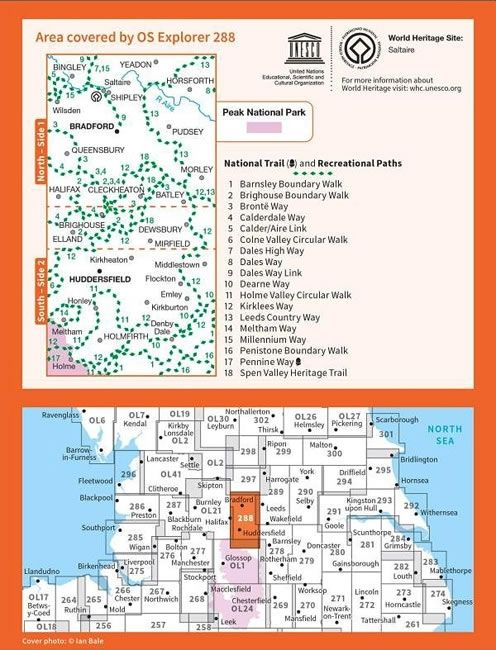 OS Explorer Map 288 - Bradford and Huddersfield - overview