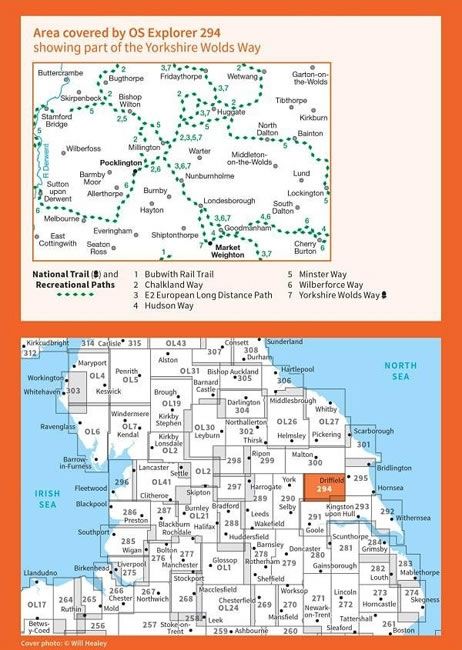 OS Explorer Map 294 - Market Weighton and Yorkshire Wolds Central - overview