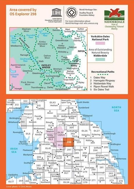 OS Explorer Map 298 - Nidderdale and Fountains Abbey - overview