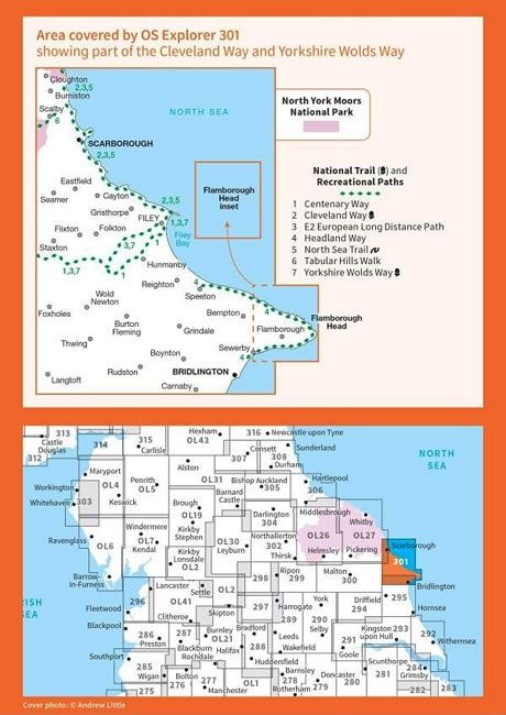 OS Explorer Map 301 - Scarborough and Bridlington - overview