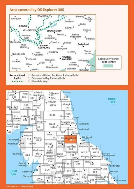 OS Explorer Map 305 - Bishop Auckland - overview