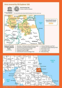 OS Explorer Map 308 - Durham and Sunderland - overview