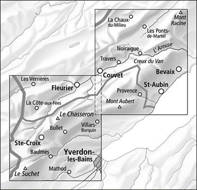 Creux du Van Walking Map 3303T - Area Covered