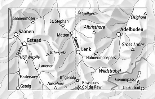 Gstaad-Lenk-Adelboden Walking Map 3304 - area covered
