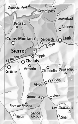 Crans-Montana Walking Map 3305T - area covered