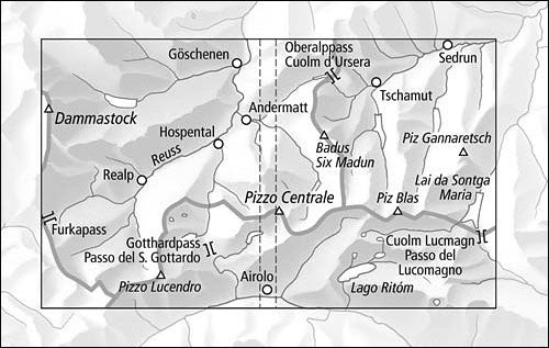 Andermatt Walking Map 3314T - area covered
