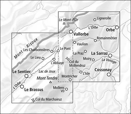 Lac de Joux Walking Map 3316T - Area Covered