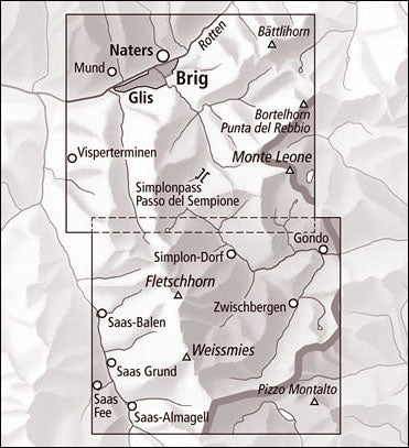 Simplon Walking Map 3319T - area covered