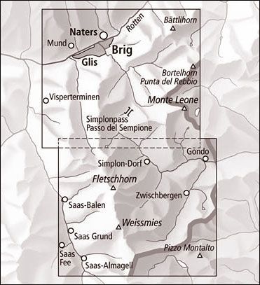 Simplon Walking Map 3319T - Area Covered