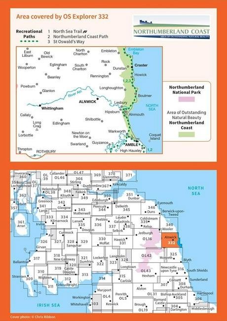 OS Explorer Map 332 - Alnwick and Amble - overview