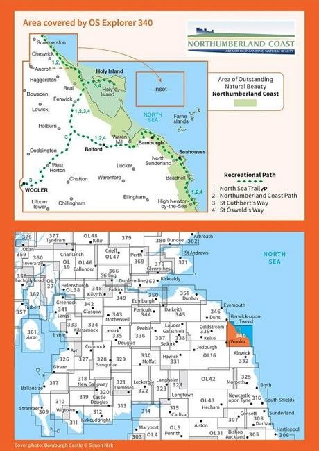 OS Explorer Map 340 - Holy Island and Bamburgh - overview