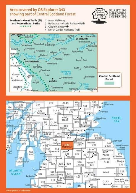 OS Explorer Map 343 - Motherwell and Coatbridge - overview