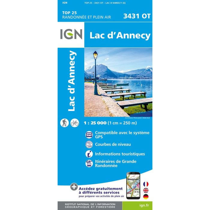 3431 OT - Lac d'Annecy Walking Map