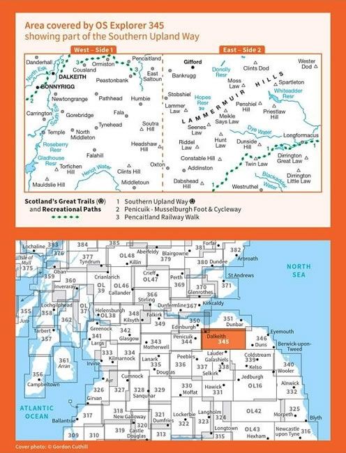 OS Explorer Map 345 - Lammermuir Hills - overview