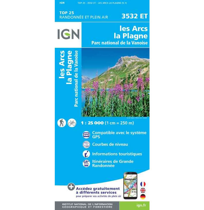 IGN 3532 ET - Les Arcs and La Plagne Walking Map
