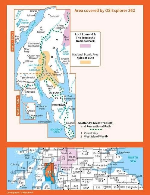 OS Explorer Map 362 - Cowal West and Isle of Bute - overview