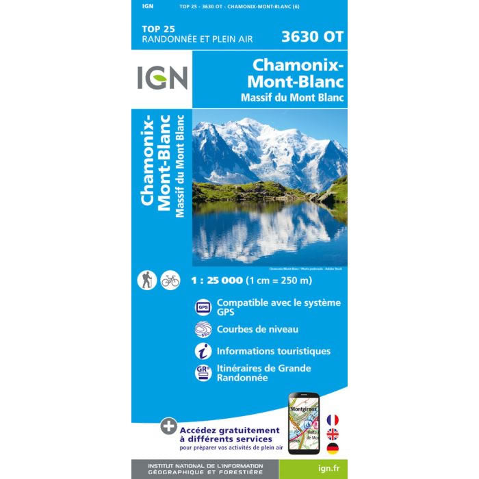 3630 OT - Chamonix/Massif du Mont Blanc Walking Map