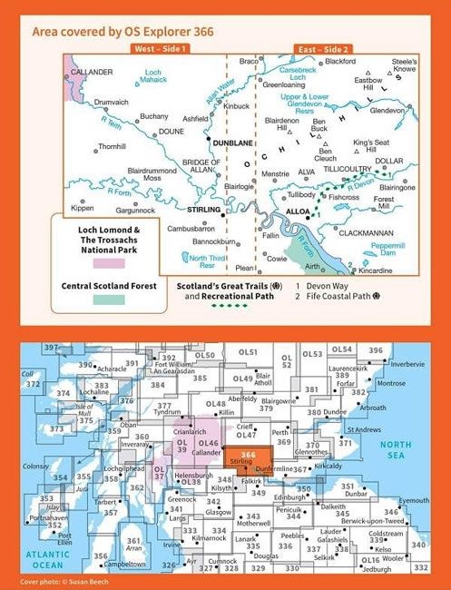 OS Explorer Map 366 - Stirling and Ochil Hills West - overview