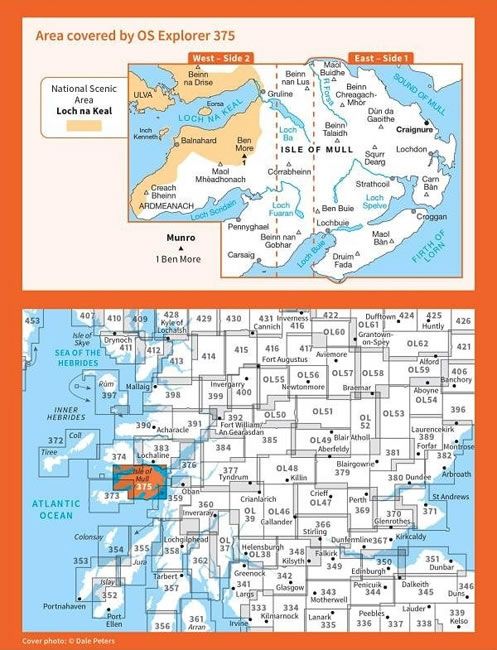 OS Explorer Map 375 - Isle of Mull East and Craignure - overview