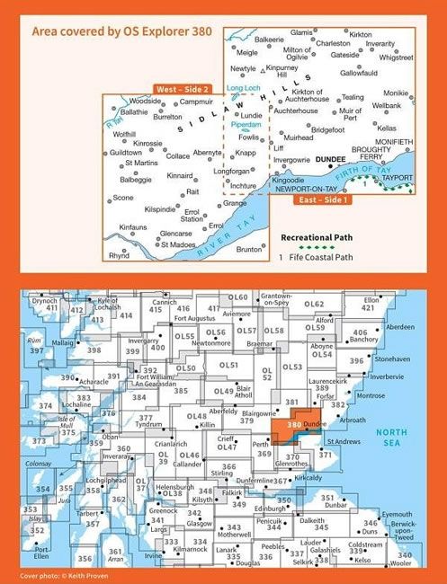 OS Explorer Map 380 - Dundee and Sidlaw Hills - overview