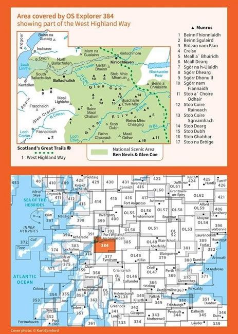 OS Explorer Map 384 - Glen Coe and Glen Etive - overview