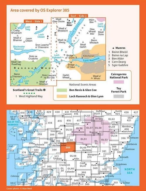 OS Explorer Map 385 - Rannoch Moor and Ben Alder - overview