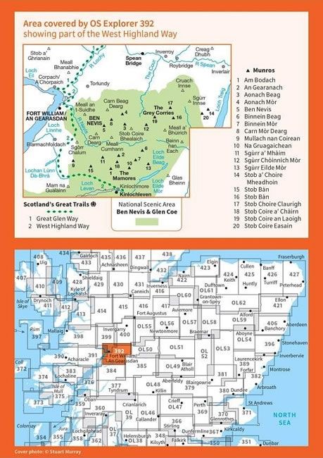 OS Explorer Map 392 - Ben Nevis and Fort William - overview