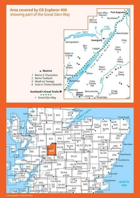 OS Explorer Map 400 - Loch Lochy and Glen Roy - overview