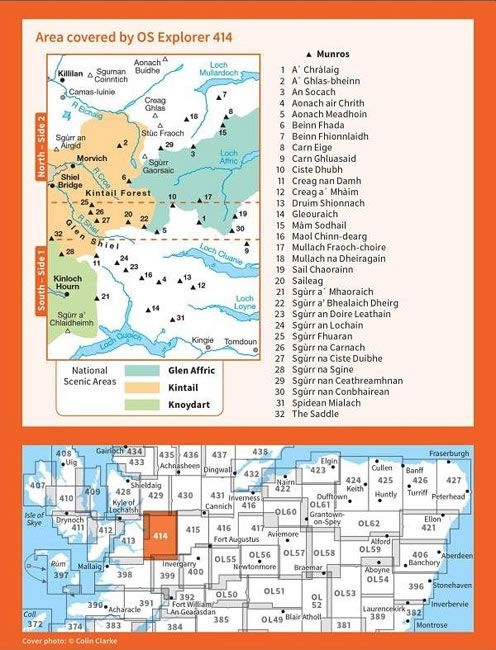 OS Explorer Map 414 - Glen Shiel and Kintail Forest - overview