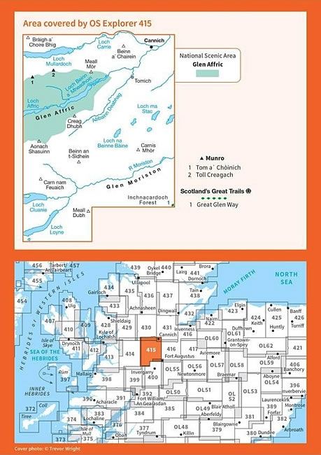 OS Explorer Map 415 - Glen Affric and Glen Moriston - overview