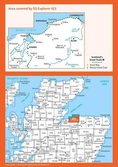 OS Explorer Map 423 - Elgin and Forres - overview