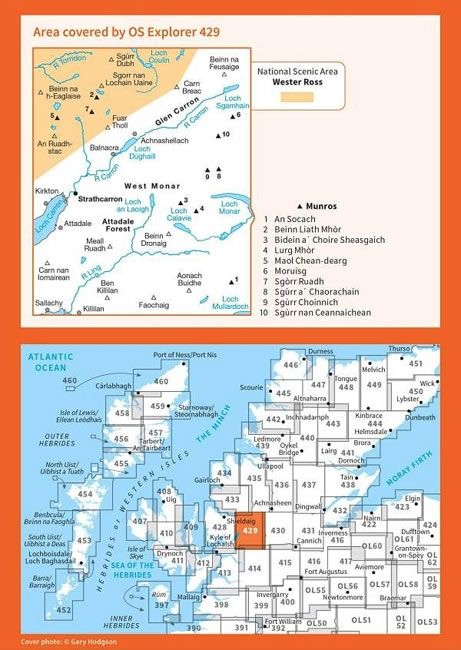 OS Explorer Map 429 - Glen Carron and West Monar - overview