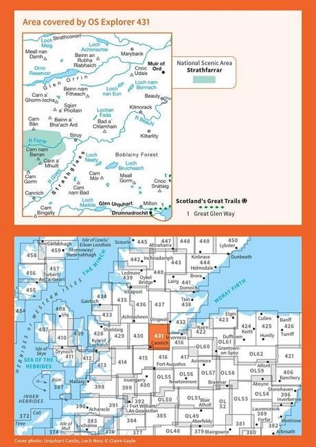 OS Explorer Map 431 - Glen Urquhart and Strathglass - overview