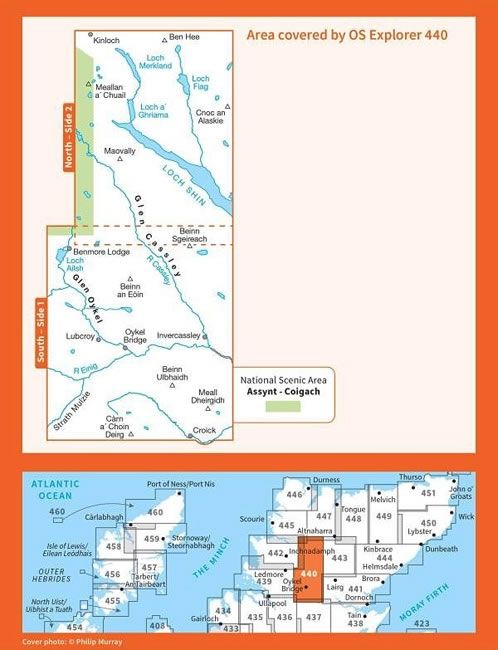 OS Explorer Map 440 - Glen Cassley and Glen Oykel - overview