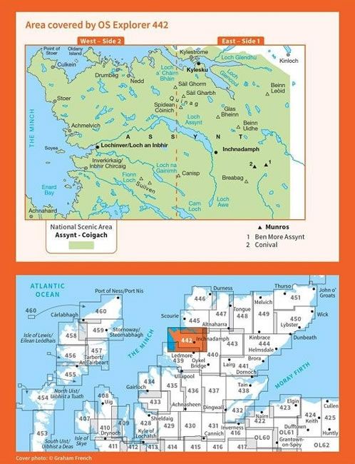 OS Explorer Map 442 - Assynt and Lochinver - overview