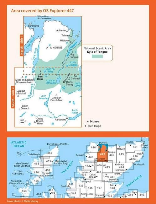 OS Explorer Map 447 - Ben Hope and Ben Loyal - overview