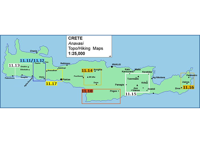 Hiking maps for Crete overview