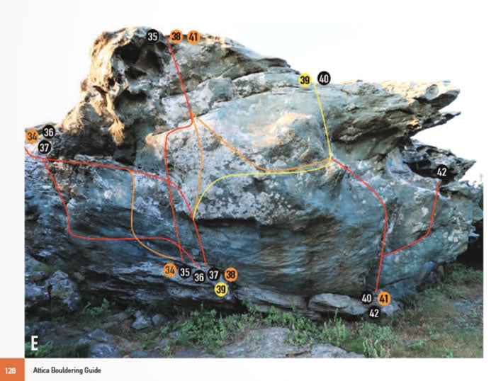 Attica (Athens) Bouldering Guidebook, sample topo