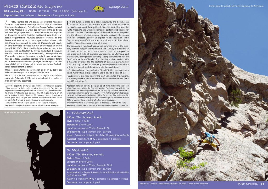 Bavella Rock Climbing Guidebook - sample crag description