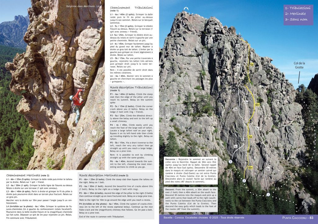 Bavella Rock Climbing Guidebook - Example topo