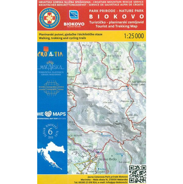 Biokovo Mountain Nature Park Walking and trekking Map [6] - Published by CMRR