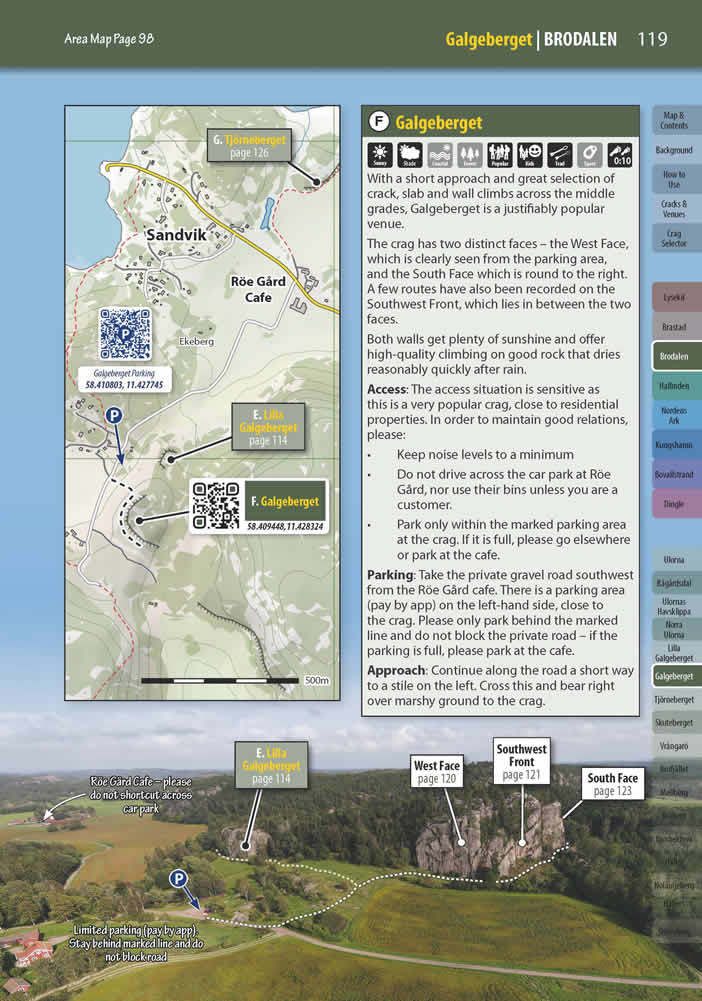 Bohuslän Selected Rock Climbs Guidebook - Crag approach information