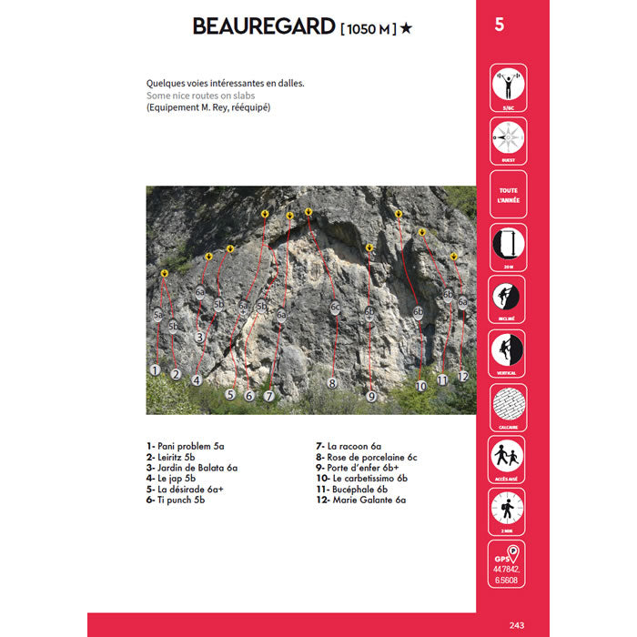 Briancon Climbs Guidebook and Topo - Sample topo