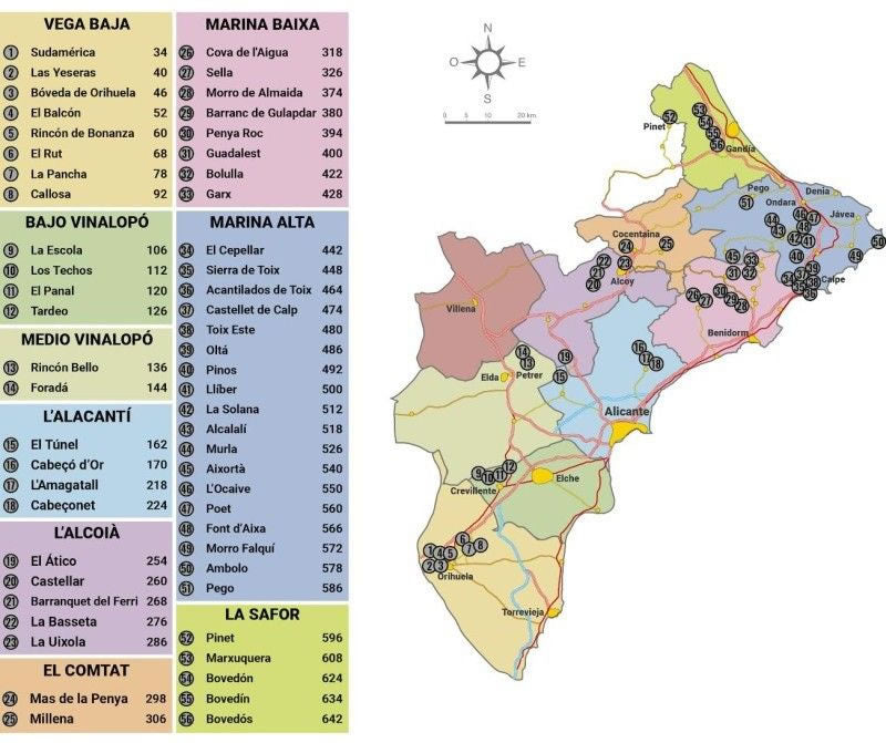 Costa Blanca Climbs Guidebook - Area covered