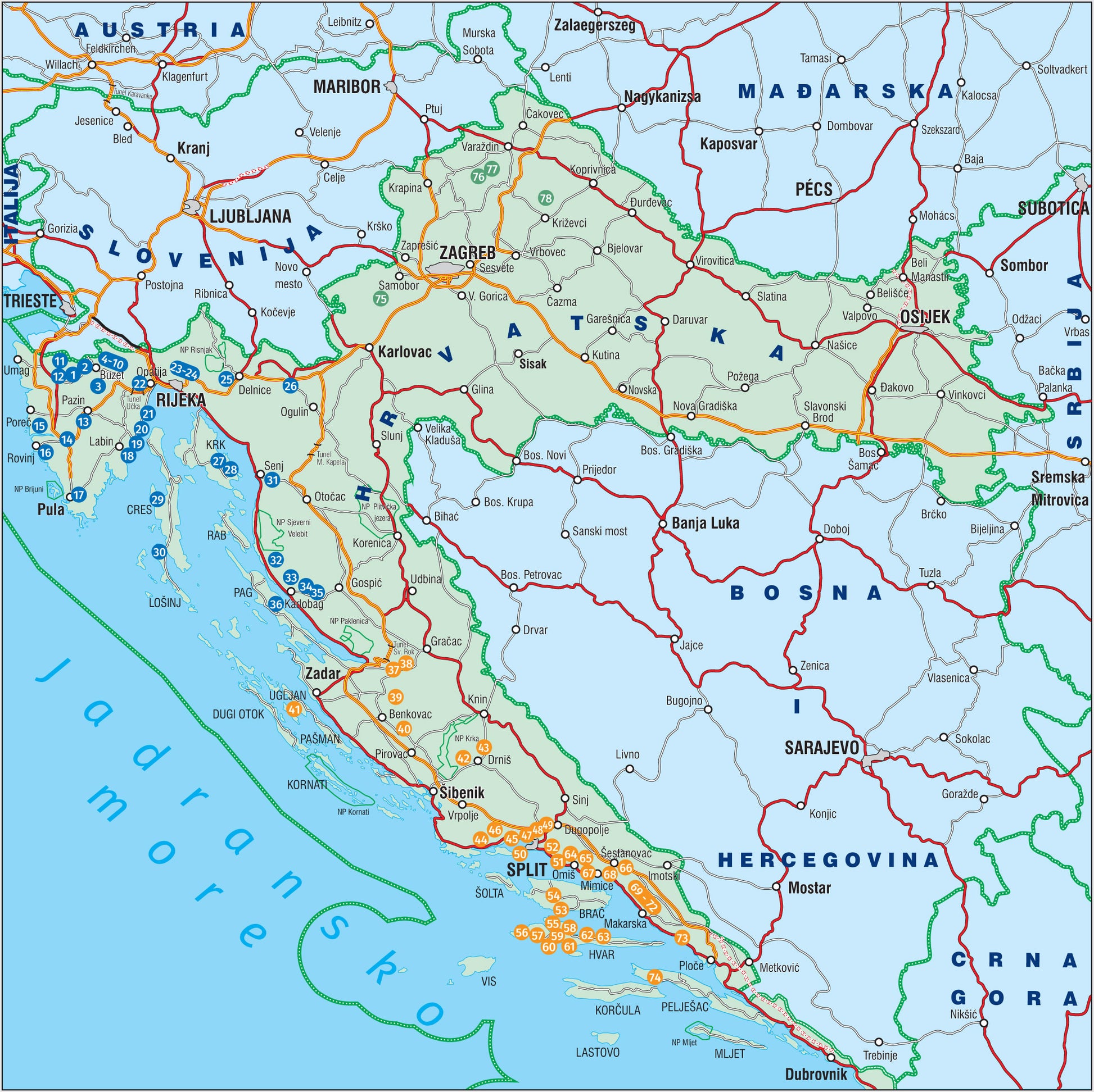 Croatia Sport Climbing Guidebook and Topo - area covered