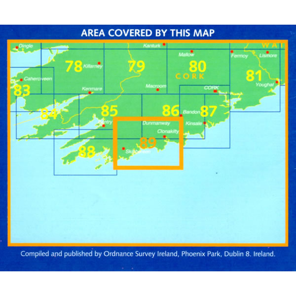 Irish Discovery Map 89, Southern Cork - area covered
