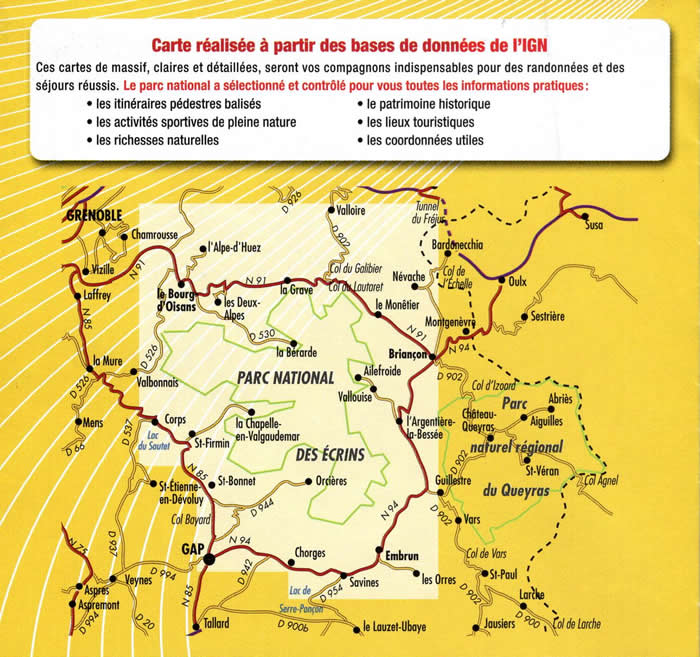 Ecrins National Park Walking Map - area covered